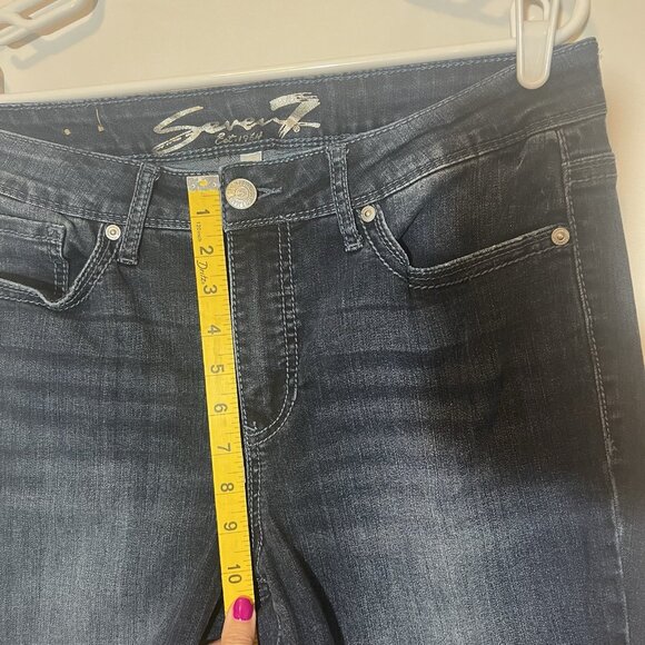 Seven7 Women’s Jeans Size 12 Blue Stretch Denim Mid Rise Slim Bootcut Zipper - Picture 6 of 16